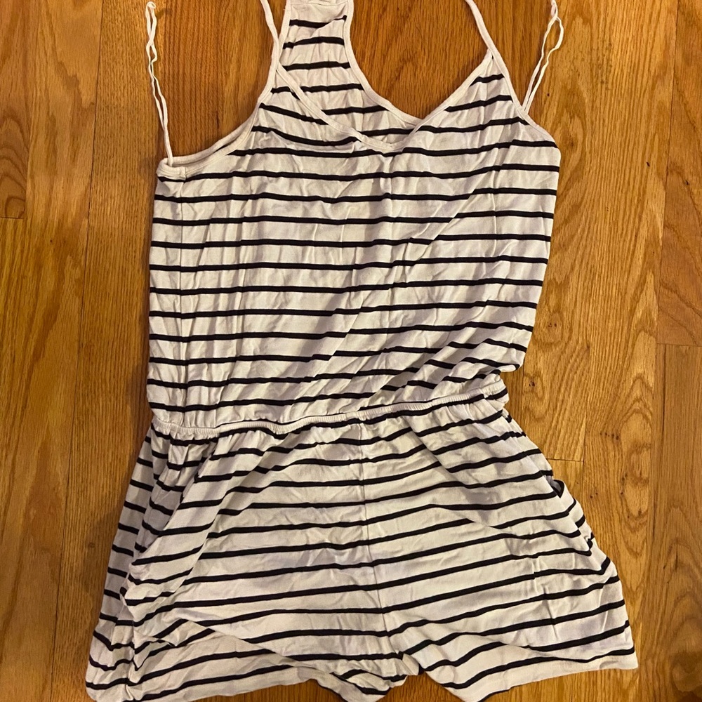 Black and white striped romper